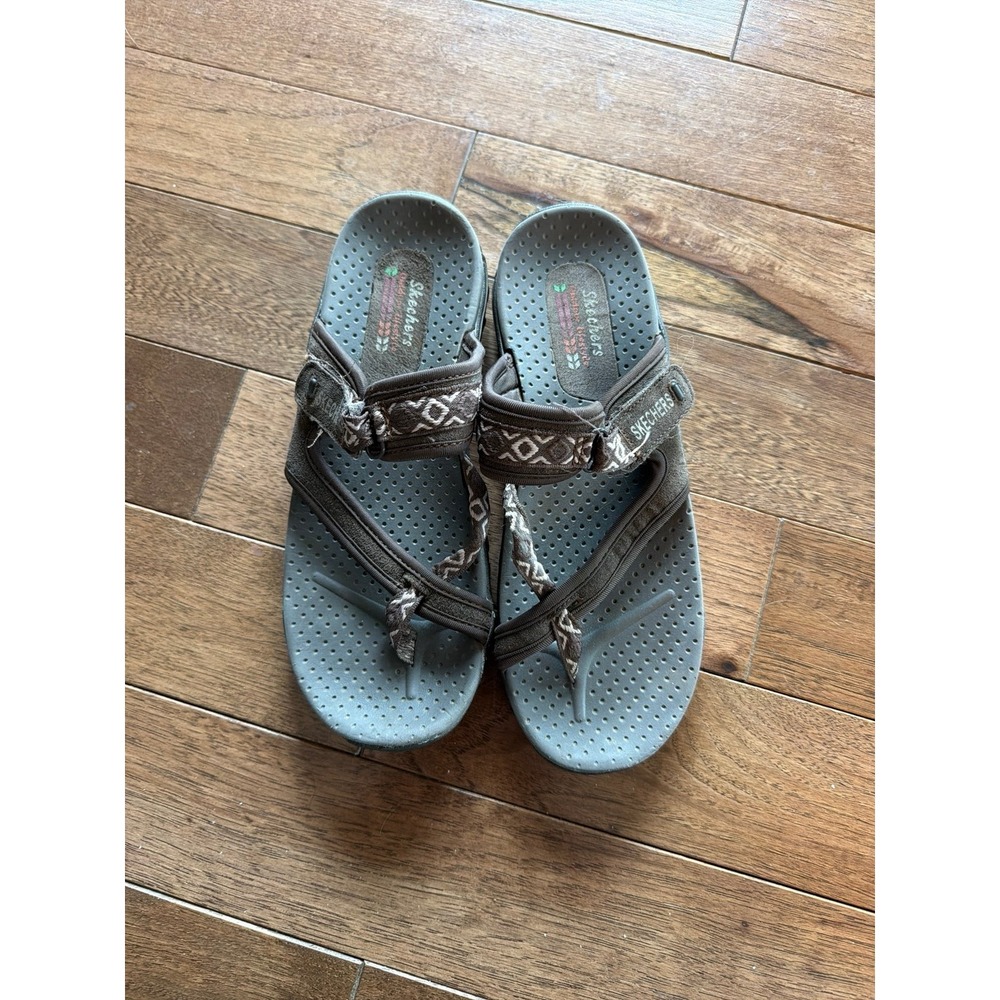 Women's Skechers Brown Slide On Flip Flop Sandals Size 8